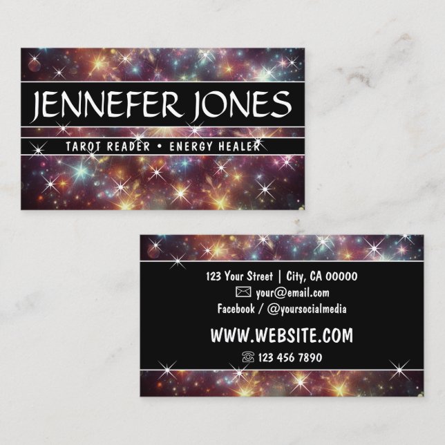 Dazzling Galaxy Nebula Glitter Sparkling Stars  Business Card (Front/Back)