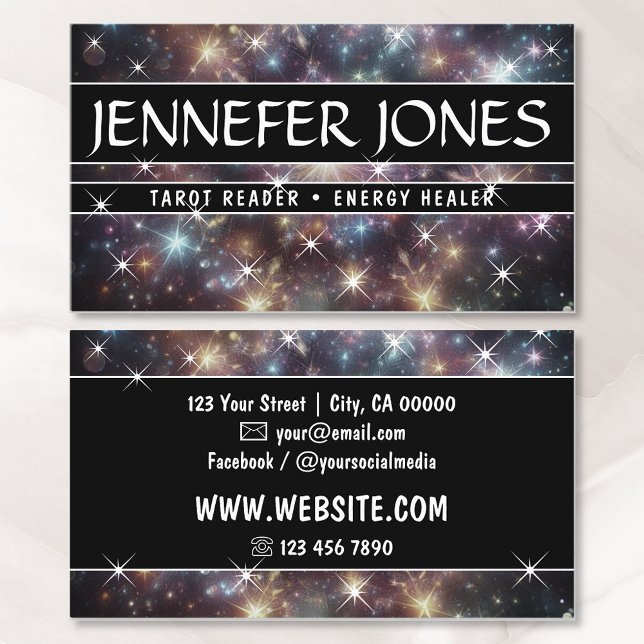 Dazzling Galaxy Nebula Glitter Sparkling Stars  Business Card (Creator Uploaded)