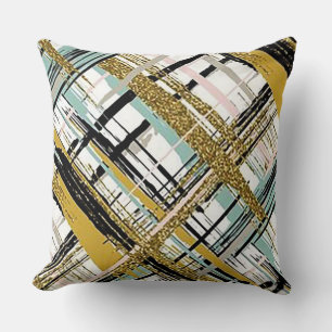 Dazzling Geometric Black and Gold Throw Pillow