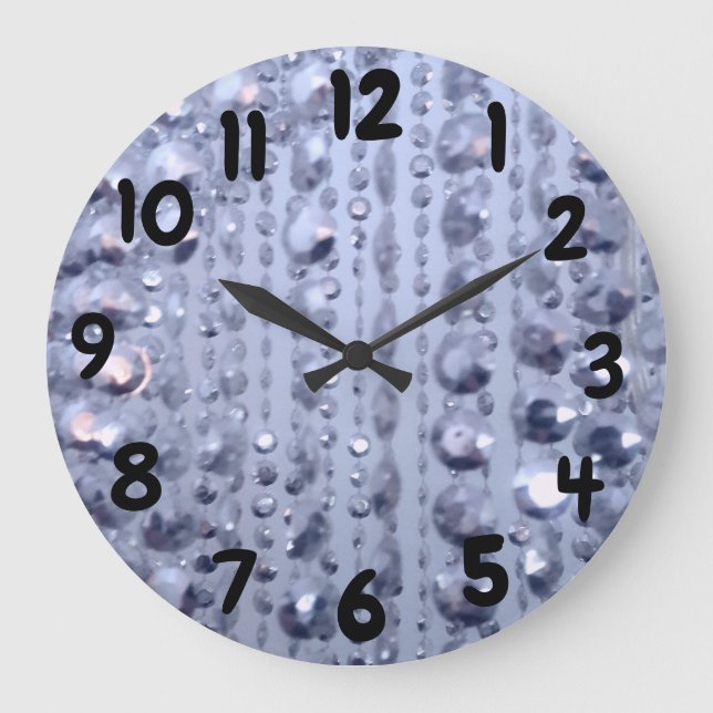 Dazzling Glittery Blue Beads Large Clock (Front)
