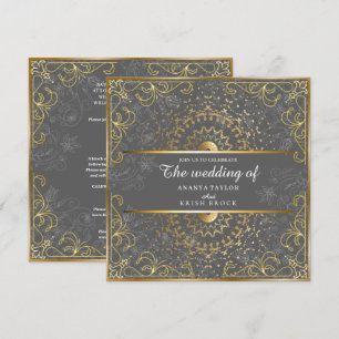 Dazzling Grey and Gold Wedding Invitation