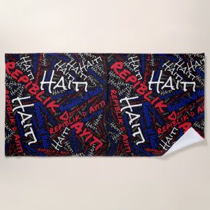 Dazzling Haiti Flag Colours Patriotic Beach Towel