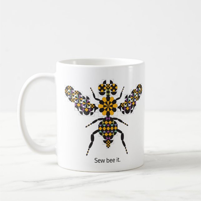 Dazzling Honey Bee Quilt Pattern Coffee Mug (Left)