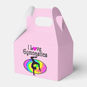 DAZZLING I LOVE GYMNASTICS PARTY FAVOR BOXES