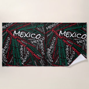 Dazzling Mexico Flag Colours Patriotic Beach Towel