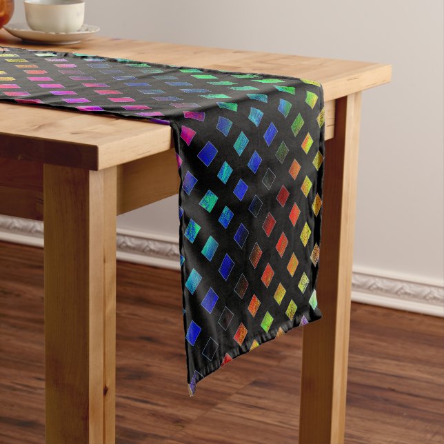Dazzling Multi Coloured Diamonds Short Table Runner (In Situ)