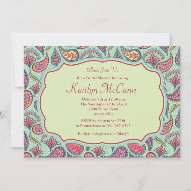 Dazzling Paisley Invitation (Front)