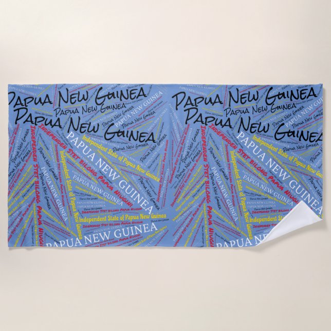 Dazzling Papua New Guinea Flag Colours Patriotic Beach Towel (Front)