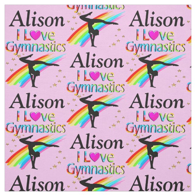 DAZZLING PINK GYMNAST GIRL PERSONALIZED FABRIC (Swatch)