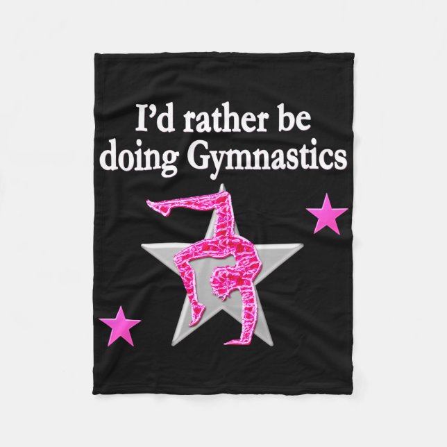 DAZZLING PINK GYMNASTICS DESIGN FLEECE BLANKET (Front)
