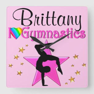 DAZZLING PINK PERSONALIZED GYMNASTICS CLOCK