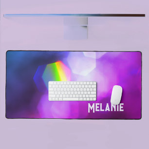 Dazzling Pink Purple Blue Bright Prism Rainbow Desk Mat