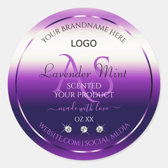 Dazzling Purple Product Label Jewels Monogram Logo (Front)