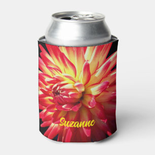 Dazzling Red Dahlia Flower Personalised Can Cooler