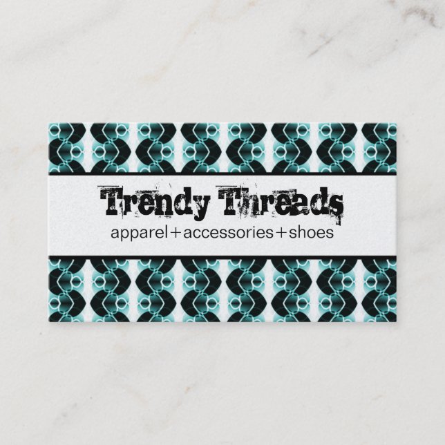 Dazzling Retro Business Card, Teal Card (Front)