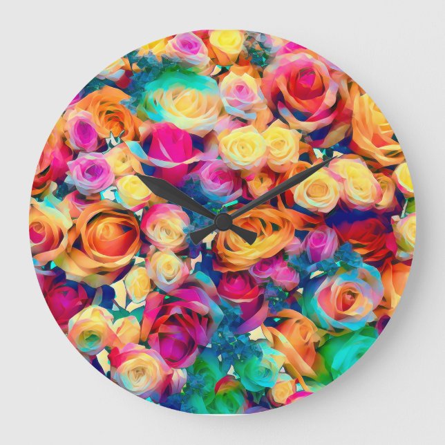 Dazzling Roses Large Clock (Front)