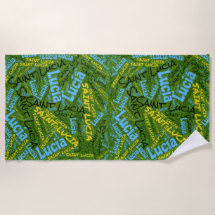 Dazzling Saint Lucia Flag Colours Patriotic Beach Towel