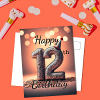 Dazzling Sequin 12th Birthday with Party Hat