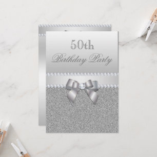 Dazzling Silver Birthday Party Invitation