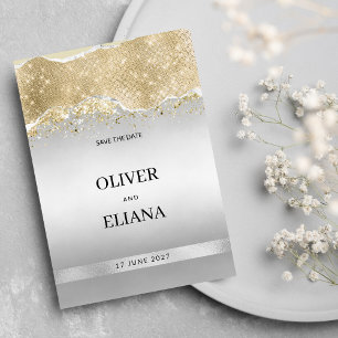 Dazzling silver gold sparkle glitter Save the Date Invitation