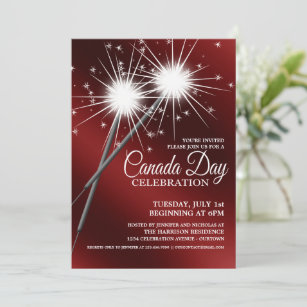 Dazzling Sparklers Canada Day Party Invitations