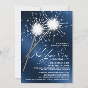 Dazzling Sparklers New Years Eve Party Invitations