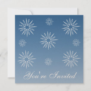 Dazzling Stars Holiday Invitation, Blue Invitation