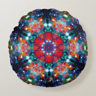 Dazzling Stellar Kaleid Round Pillow