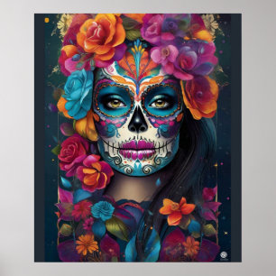 Dazzling Woman: Sugar Skull Makeup Art Poster
