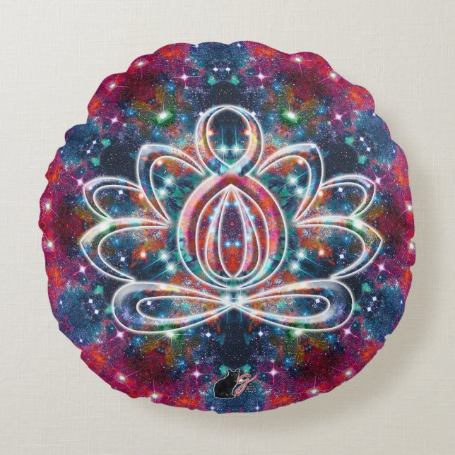 Dazzling Zen Lotus Round Pillow (Front)