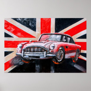DB5 Sports Car Union Jack Poster