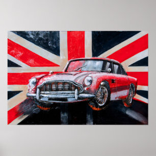 DB5 Sports Car Union Jack Poster
