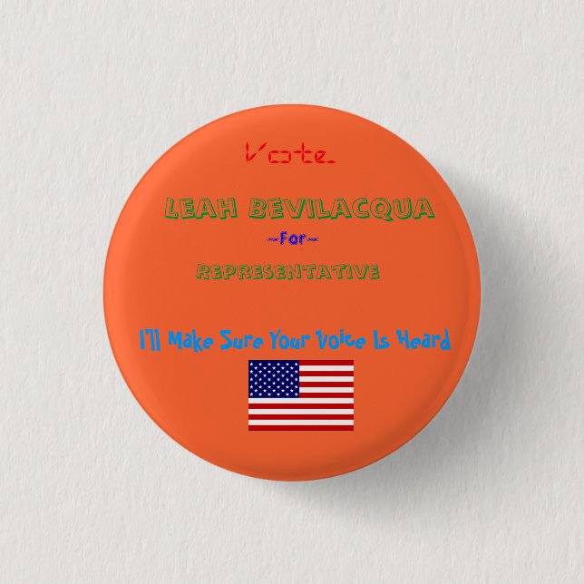dbi_flag_usa[1], Representative, Leah Bevilacqu... 3 Cm Round Badge (Front)