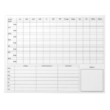 DBT Standard Diary Card Front - Back  - Blank