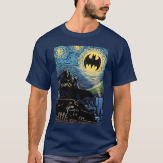 DC Comics Batman Starry Night Style Painting Long T-Shirt