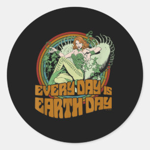 Dc Comics Poison Ivy Retro Earth Day _1  Classic Round Sticker