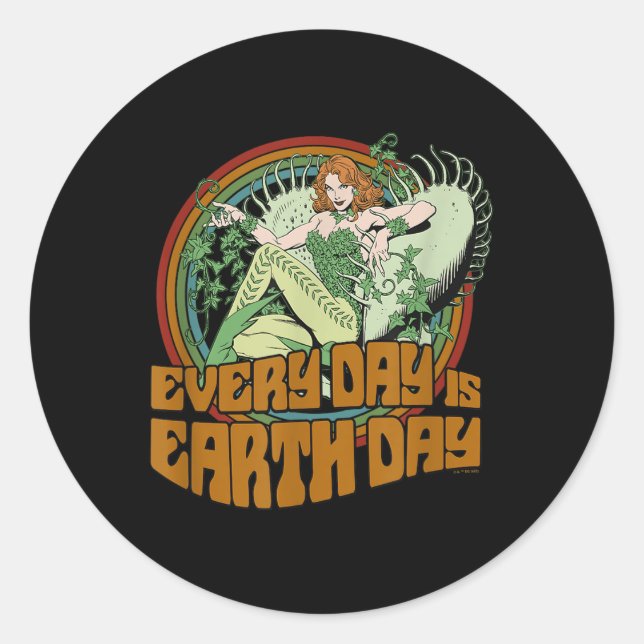 Dc Comics Poison Ivy Retro Earth Day _1  Classic Round Sticker (Front)
