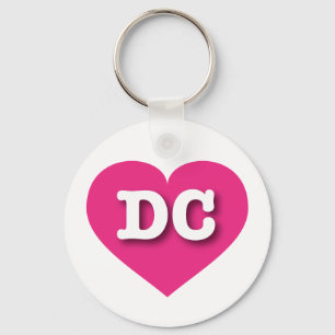 DC Hot Pink Heart - I love DC Key Ring