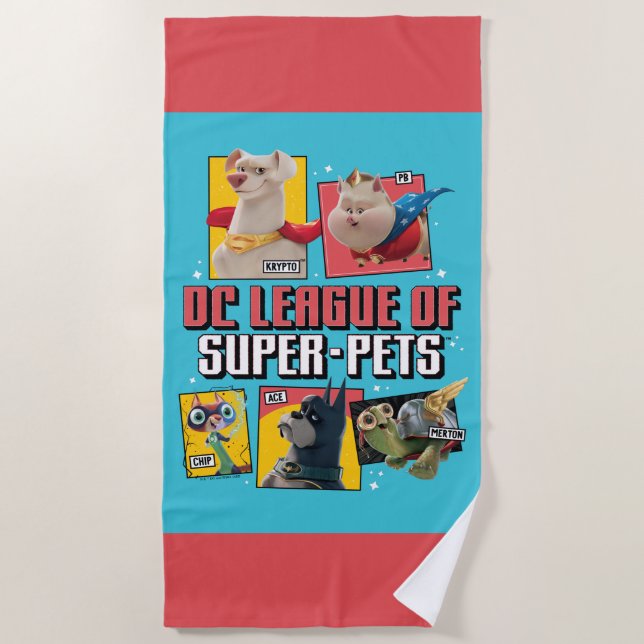 DC League of Super-Pets Character Panels Beach Towel (Front)