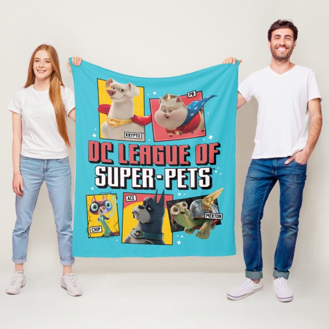DC League of Super-Pets Character Panels Fleece Blanket (In Situ)