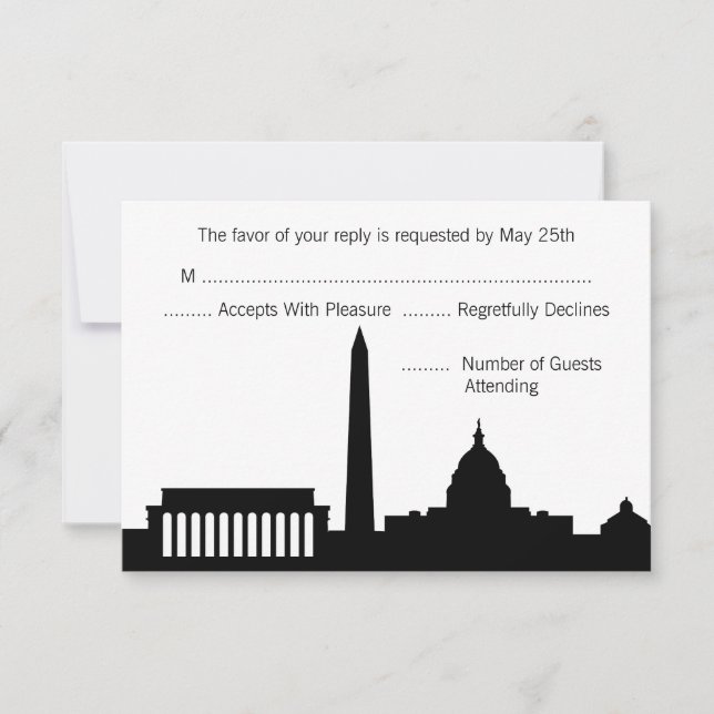DC Skyline Wedding RSVP Cards (Front)