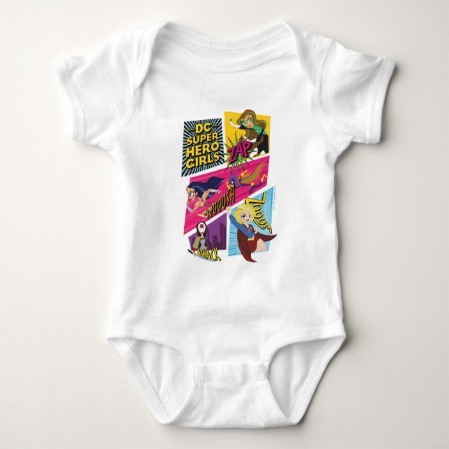 DC Super Hero Girls Action Panels Baby Bodysuit (Front)