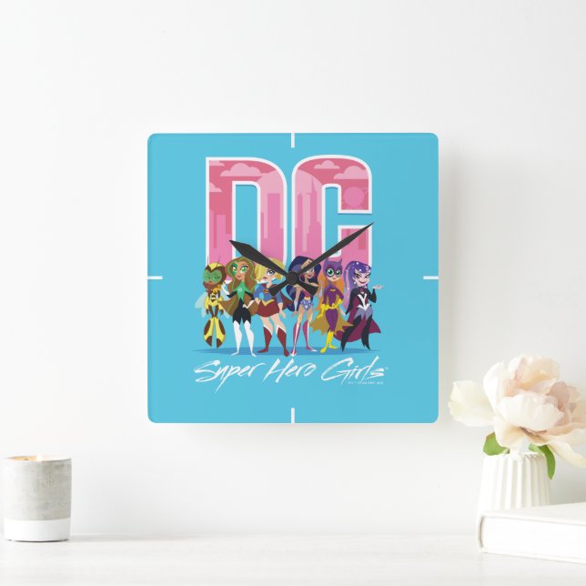 DC Super Hero Girls Lineup Square Wall Clock (Home)