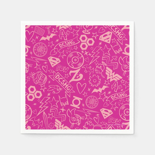 DC Super Hero Girls Pink Icon Pattern Napkin (Front)