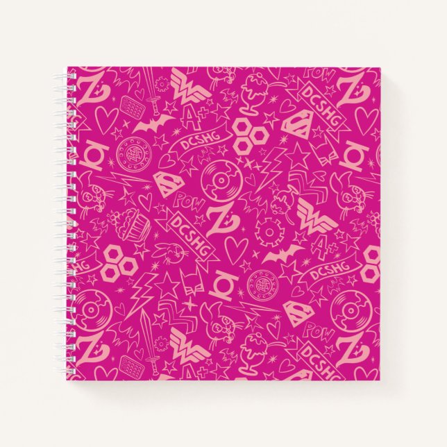 DC Super Hero Girls Pink Icon Pattern Notebook (Front)