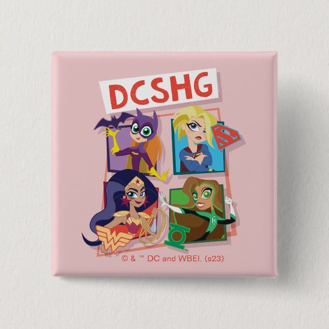 DC Super Hero Girls Quartet 15 Cm Square Badge (Front)