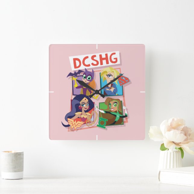 DC Super Hero Girls Quartet Square Wall Clock (Home)