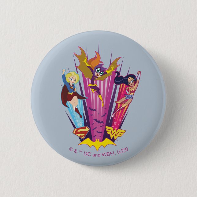 DC Super Hero Girls Trio 6 Cm Round Badge (Front)