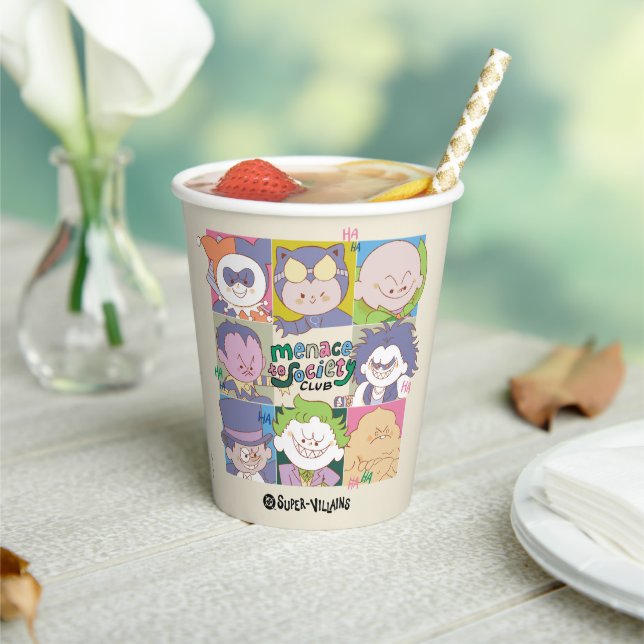 DC Super-Villain Menace To Society Club Graphic Paper Cups (Insitu)