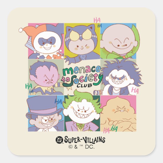 DC Super-Villain Menace To Society Club Graphic Square Sticker (Front)